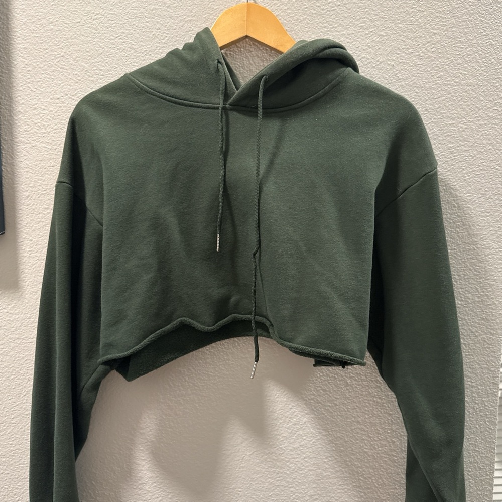 Green Cropped Hoodie